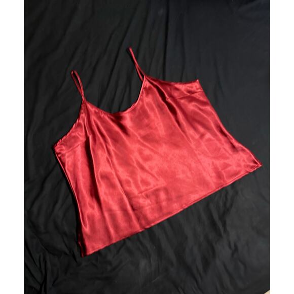100% silk red cami tank top slip - Picture 1 of 4